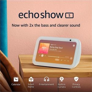 Echo Show 5 (3rd Gen) | Smart display with 2x the bass  | Glacier White